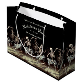Sacola Para Presentes Grande Black Death Dancing Skeletons Halloween