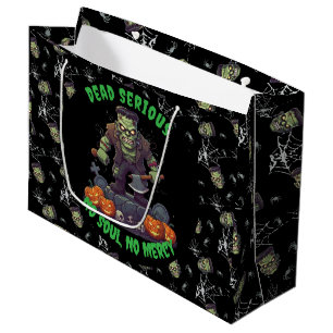 Sacola Para Presentes Grande 🖤 Black Frankenstein Halloween Gift 💀 🎃