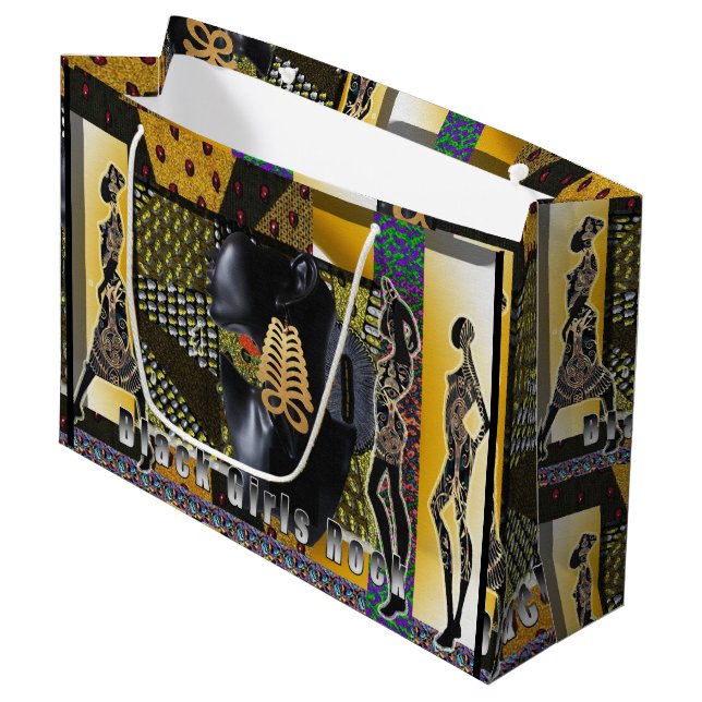 Sacola Para Presentes Grande Black Girls Rock (Frente inclinada)