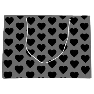 Sacola Para Presentes Grande Black Hearts Gift Bag