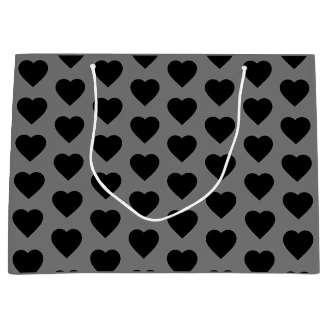 Sacola Para Presentes Grande Black Hearts Gift Bag (Frente)