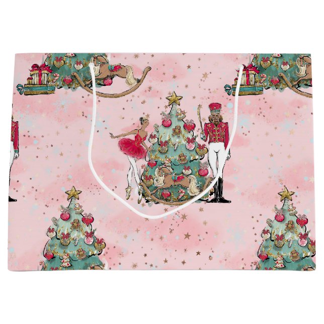 Sacola Para Presentes Grande Black Nutcracker Balé Christmas Bag (Frente)