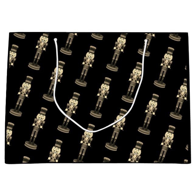 Sacola Para Presentes Grande Black Nutcracker Soldier Natal | (Frente)
