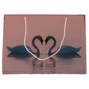 Sacola Para Presentes Grande Black Swans Natação Pink Sky