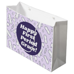 Sacola Para Presentes Grande Bloco de Tampão Roxo do Primeiro Período Feliz