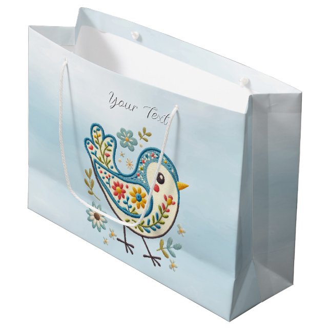 Sacola Para Presentes Grande Blue Bird Floral Gift Bag (Frente inclinada)