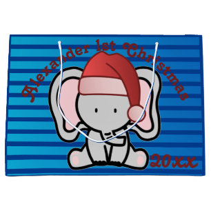 Sacola Para Presentes Grande Blue Custom Baby Boy Name Primeiro Natal 2022