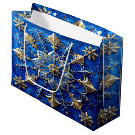Sacola Para Presentes Grande Blue Decorative Holiday Gift Bag