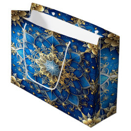 Sacola Para Presentes Grande Blue Decorative Holiday Gift Bag