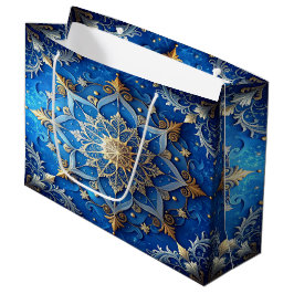 Sacola Para Presentes Grande Blue Decorative Holiday Gift Bag