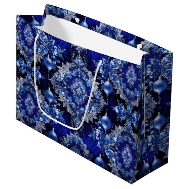Sacola Para Presentes Grande Blue Decorative Ornament Gift Bag (Frente inclinada)