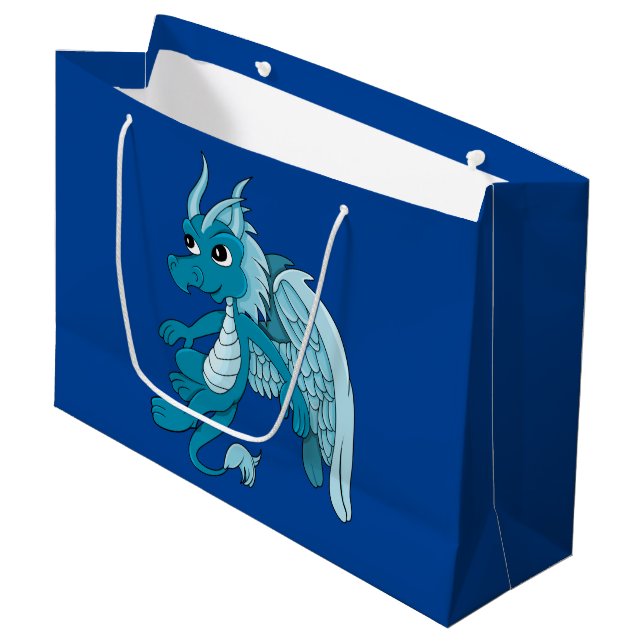 Sacola Para Presentes Grande Blue Dragon Cartoon (Frente inclinada)