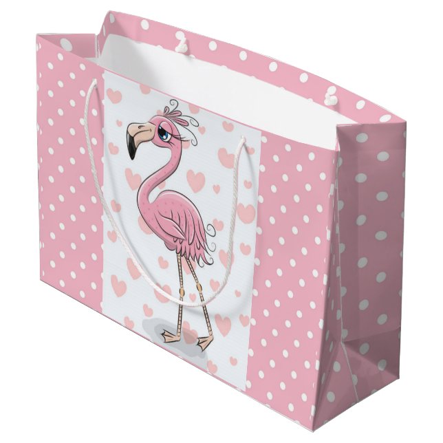 Sacola Para Presentes Grande Blue Eyed Flamingo (Verso inclinado)