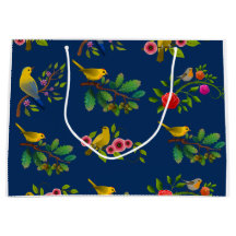 Blue Floral Bird Impressão Gift Bag