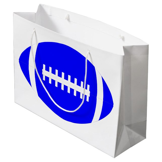 Sacola Para Presentes Grande Blue Football Player Team Party ou Banquet Sports (Verso inclinado)