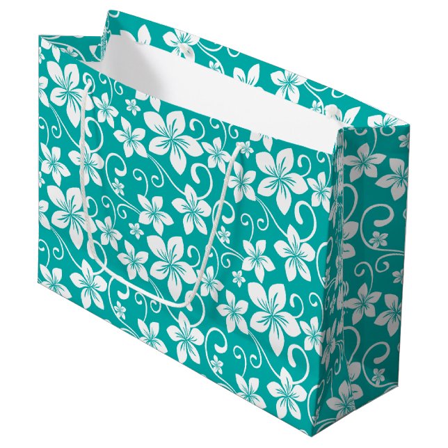 SACOLA PARA PRESENTES GRANDE BLUE HAWAII (TEAL) (Frente inclinada)