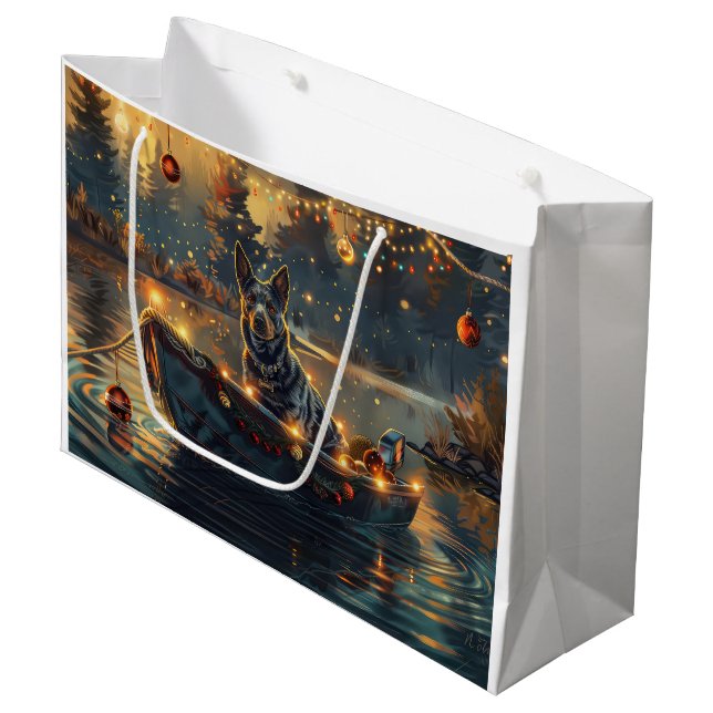 Sacola Para Presentes Grande Blue Heeler Natal Festivo Viagem (Frente inclinada)