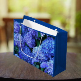 Sacola Para Presentes Grande Blue Hydrangea Blooms Floral