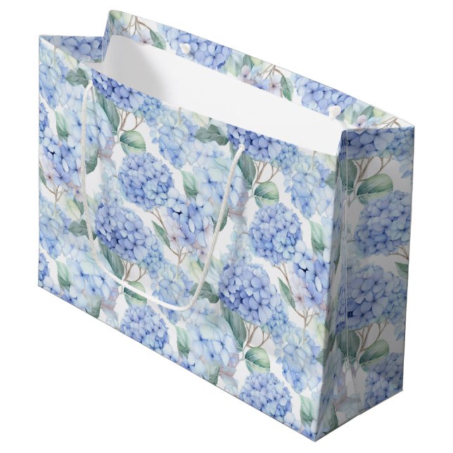 Sacola Para Presentes Grande Blue Hydrangeas Gift Bag (Frente inclinada)