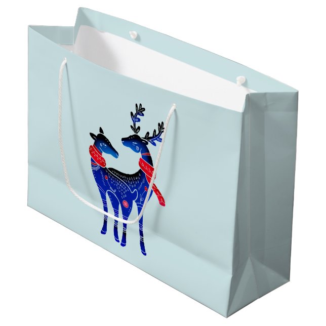 Sacola Para Presentes Grande Blue Nordic Christmas Reindepaer (Frente inclinada)
