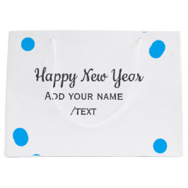 Sacola Para Presentes Grande Blue polkadots happy new year add name messasimple