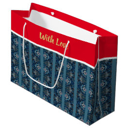 Sacola Para Presentes Grande Blue Stripe LOVE Gift Bag da poeta Adiela Akoo