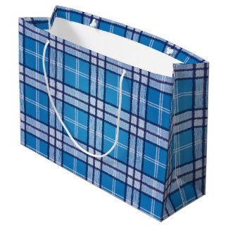 Sacola Para Presentes Grande Blue Tartan