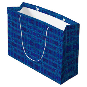 Sacola Para Presentes Grande Blue weave, abstract geometric pattern, hand drawn