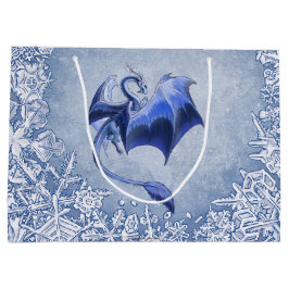 Sacola Para Presentes Grande Blue Winter Dragon Fantasy Art