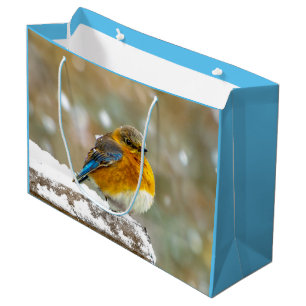 Sacola Para Presentes Grande Bluebird oriental na neve - Foto original