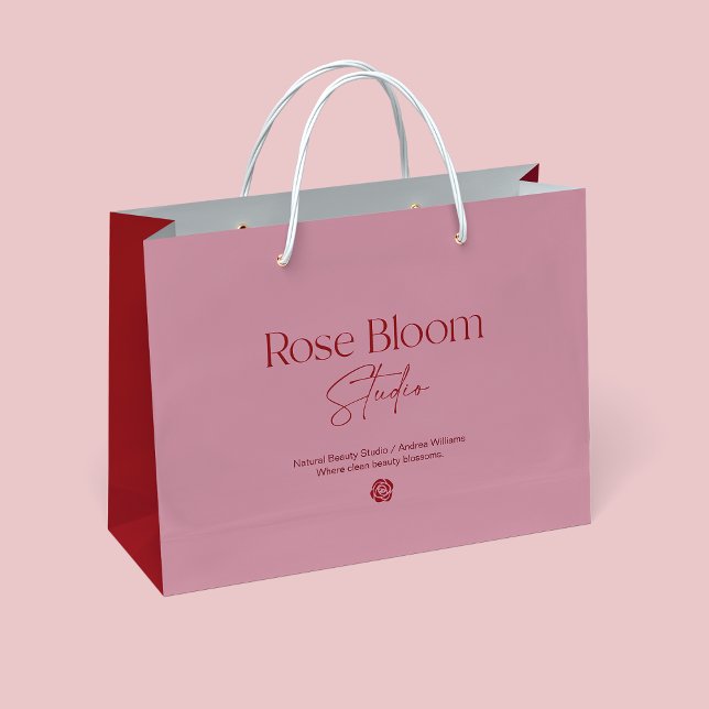 Sacola Para Presentes Grande Blush Pink Business Logo Shopping Bag (Criador carregado)