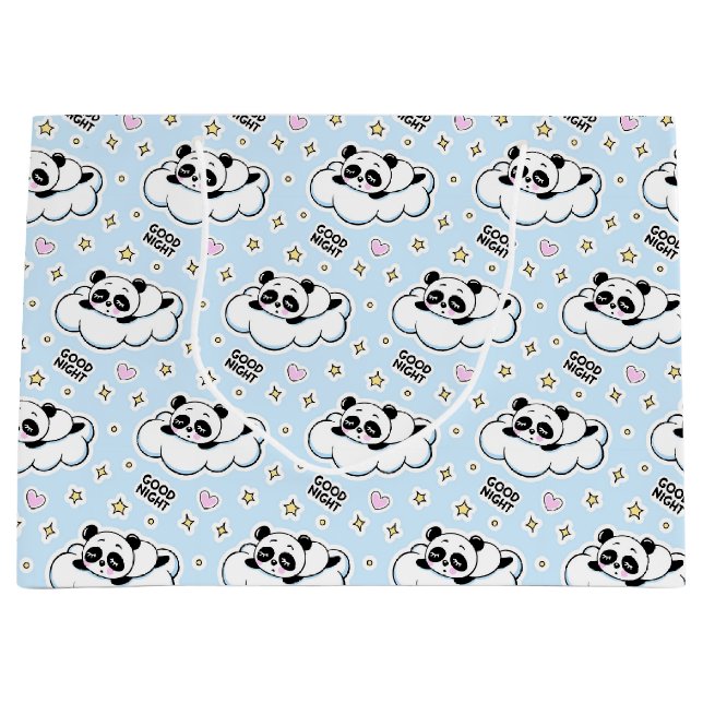 Sacola Para Presentes Grande Boa Noite Dormindo Panda Bear (Frente)