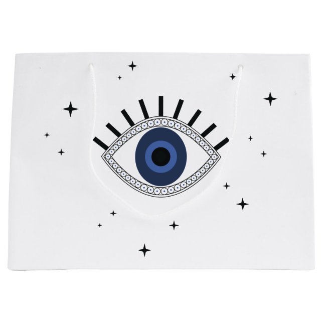 Sacola Para Presentes Grande Boa sorte olhos azuis, talisman greek mau (Frente)