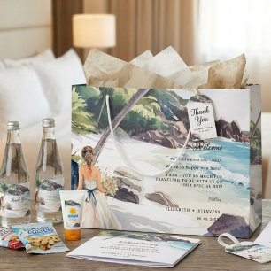 Sacola Para Presentes Grande Boas-vindas ao Casamento de Destino de Praia de Ve