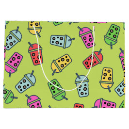 Sacola Para Presentes Grande Boba Bubble Tea Pattern