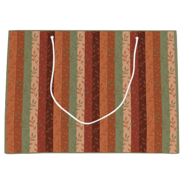 Sacola Para Presentes Grande Boho Leaf Pattern Rustic Home Decor (Frente)