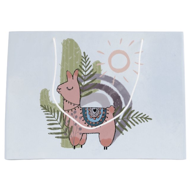 Sacola Para Presentes Grande Boho Llama (Frente)