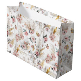 Sacola Para Presentes Grande Boho Pampas Grass Gift Bag Blush Floral