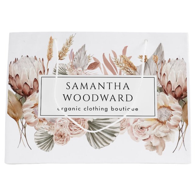 Sacola Para Presentes Grande Boho Watercolor Clothing Boutique Shopping Bag (Frente)