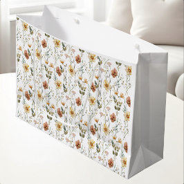 Sacola Para Presentes Grande Boho Watercolor Wildflower