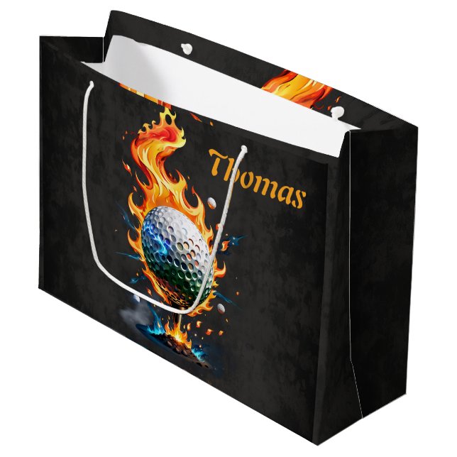 Sacola Para Presentes Grande Bola branca-clara de golfe (Frente inclinada)