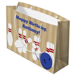 Sacola Para Presentes Grande Bola de boliche e pinos personalizados