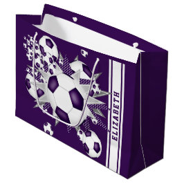 Sacola Para Presentes Grande bola de futebol branco roxo soprada personalizada