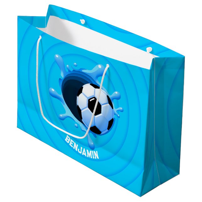Sacola Para Presentes Grande Bola de Futebol Personalizada - Grande Saco de Pre (Frente inclinada)