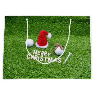 Sacola Para Presentes Grande Bola de golfe com palavra Feliz Natal