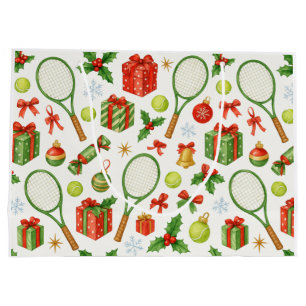 Sacola Para Presentes Grande Bola de Natal de tênis e presentes de raquete para