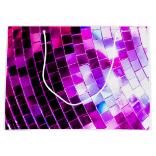 Sacola Para Presentes Grande Bola Disco de Espelho Roxo