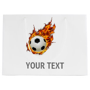 Sacola Para Presentes Grande Bola Personalizada de Futebol em Fogo