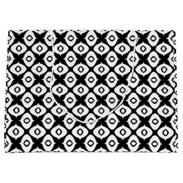 Sacola Para Presentes Grande Bold Black and White Symmetrical Arabesque Pattern