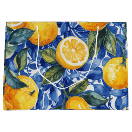 Sacola Para Presentes Grande Bold Blue Italiano Positano Lemon